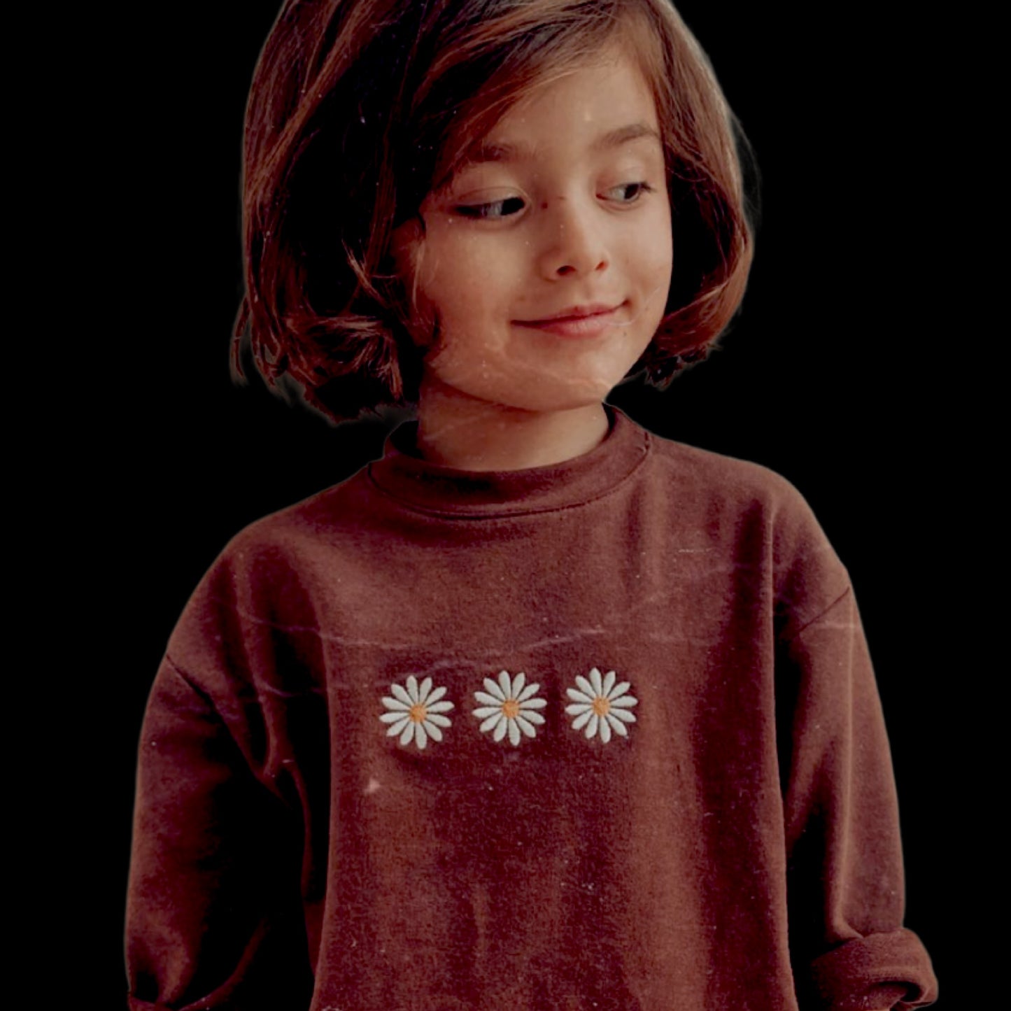 Girl T-shirt - Brown Flowers 